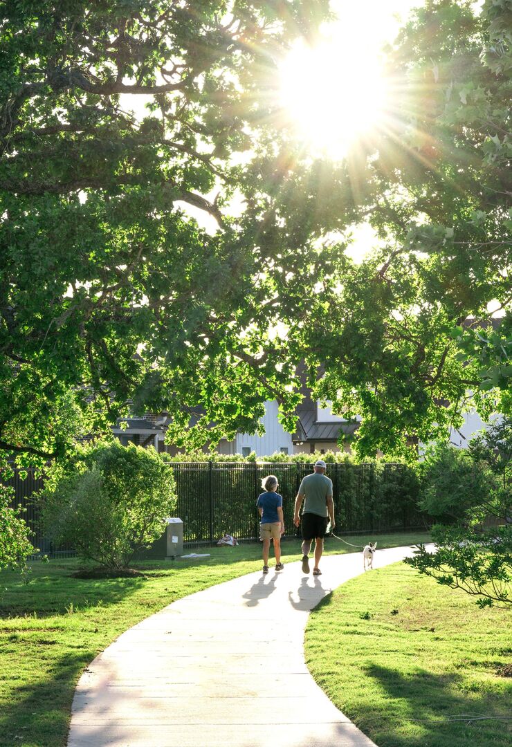 Couple walking on Greens Prairie Reserve trails