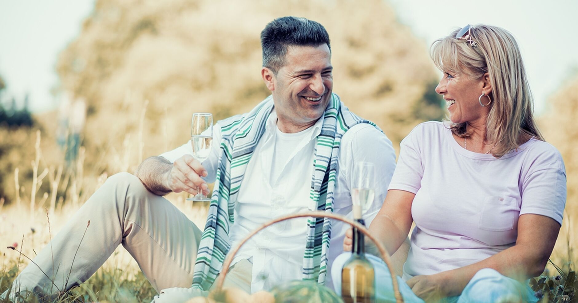 Couple Enjoying Wine Outdoors